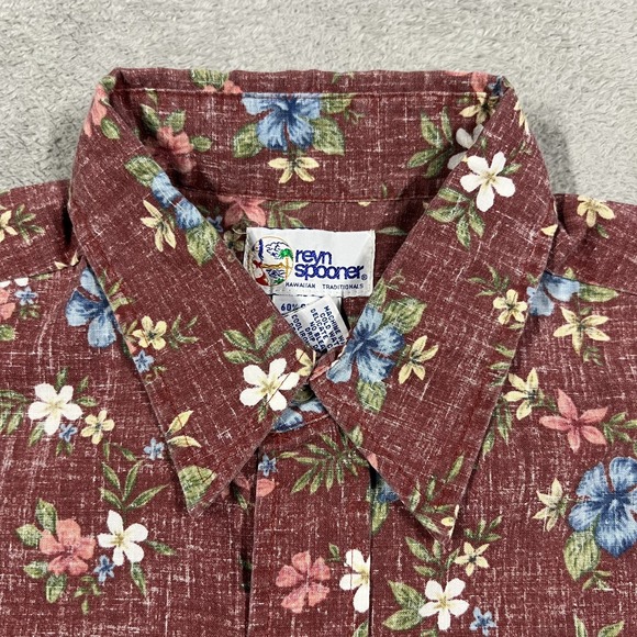 Reyn Spooner Hawaiian Shirt Mens Medium Floral Button Up Reverse Print - Picture 3 of 10